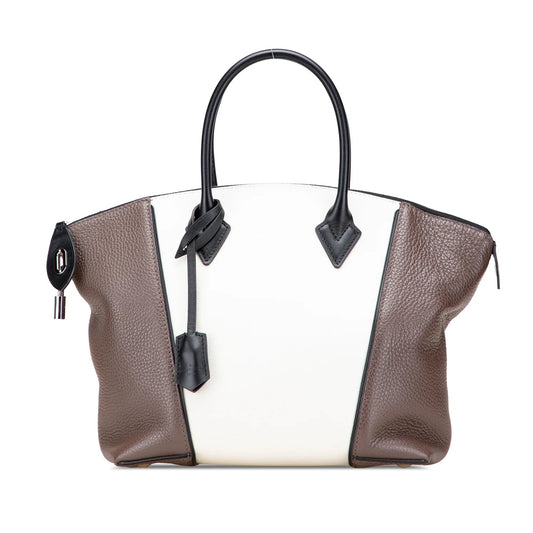 White Louis Vuitton Bicolor Taurillon Cuir Soft Lockit PM Satchel