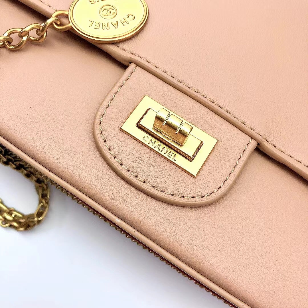 CHLMaroon Medallion Nude Reissue 2.55 Classic 225 Top Qualityap Beige Bag For Women 24cm/9.4in