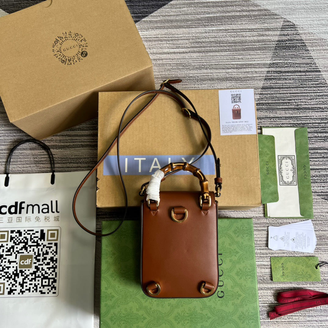 gg Bamboo Mini Handbag Red For Women, Women’s Bags 6in/16cm gg