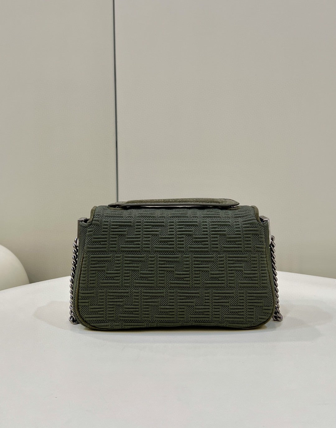Top QualityTop Quality Baguette Chain Midi Green FF Fabric Bag For Woman 14.5cm/6in 8BR793AHW5F1F2L