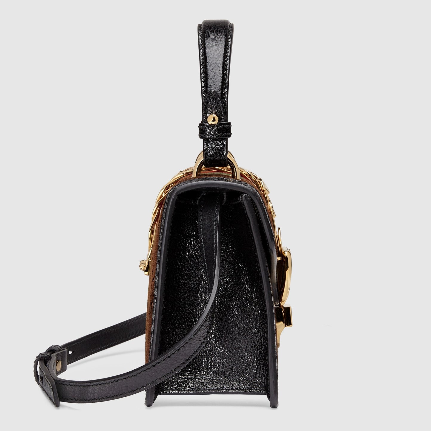 Gucci Sylvie GG Velvet Small Shoulder Bag Brown