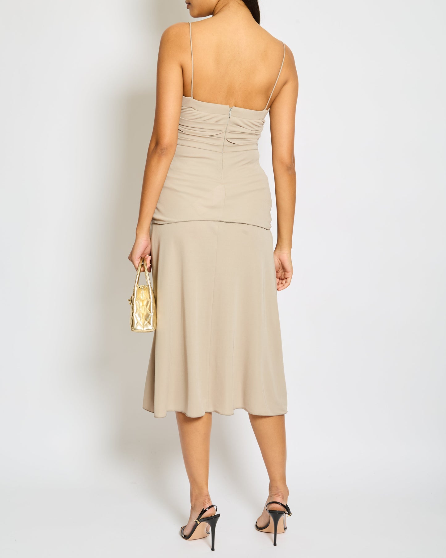 Dion Lee Grey Ventra Boned Tank Top with Matching Midi Skirt Size FR 36 (UK 8)