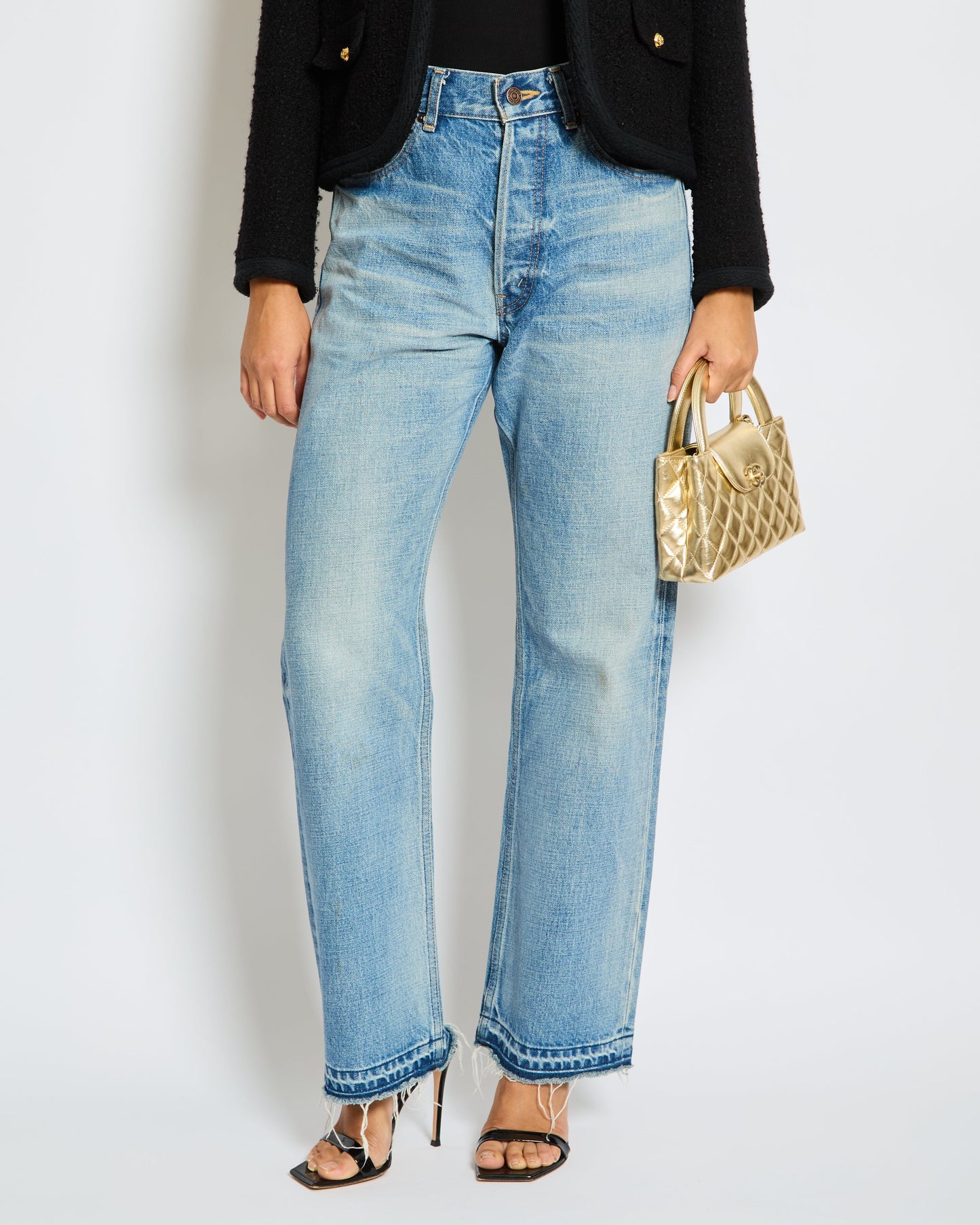CŽline Blue Stone Wash Straight Leg Jeans Size 25 (UK 6)