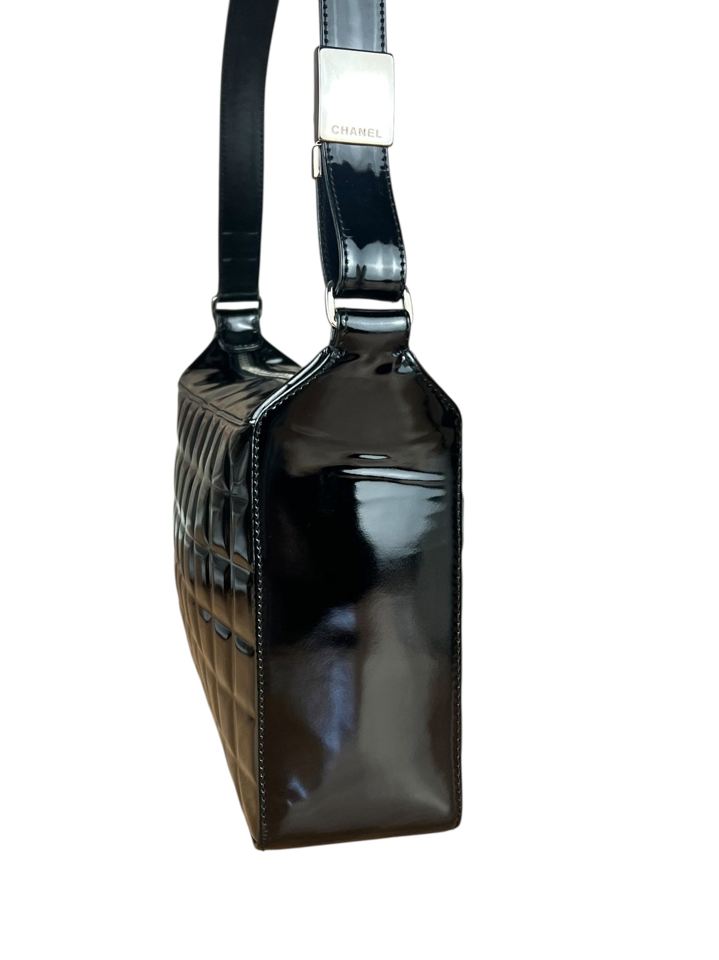 Chanel Black Patent Chocolate Bar Shoulder Bag '02