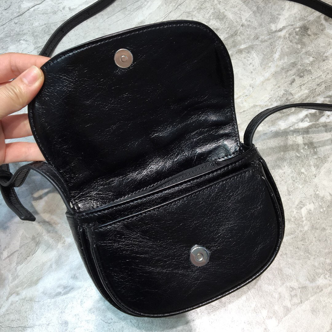 Top Quality Leader Soft Round Cross Bag In Black, For Women,  Bags 6.3in/16cm