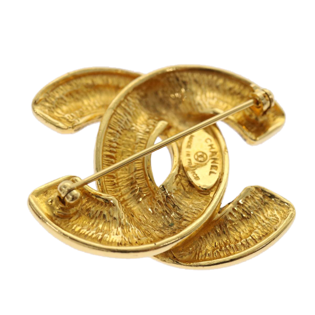 CHANEL Brooch Gold Tone CC Auth 47518