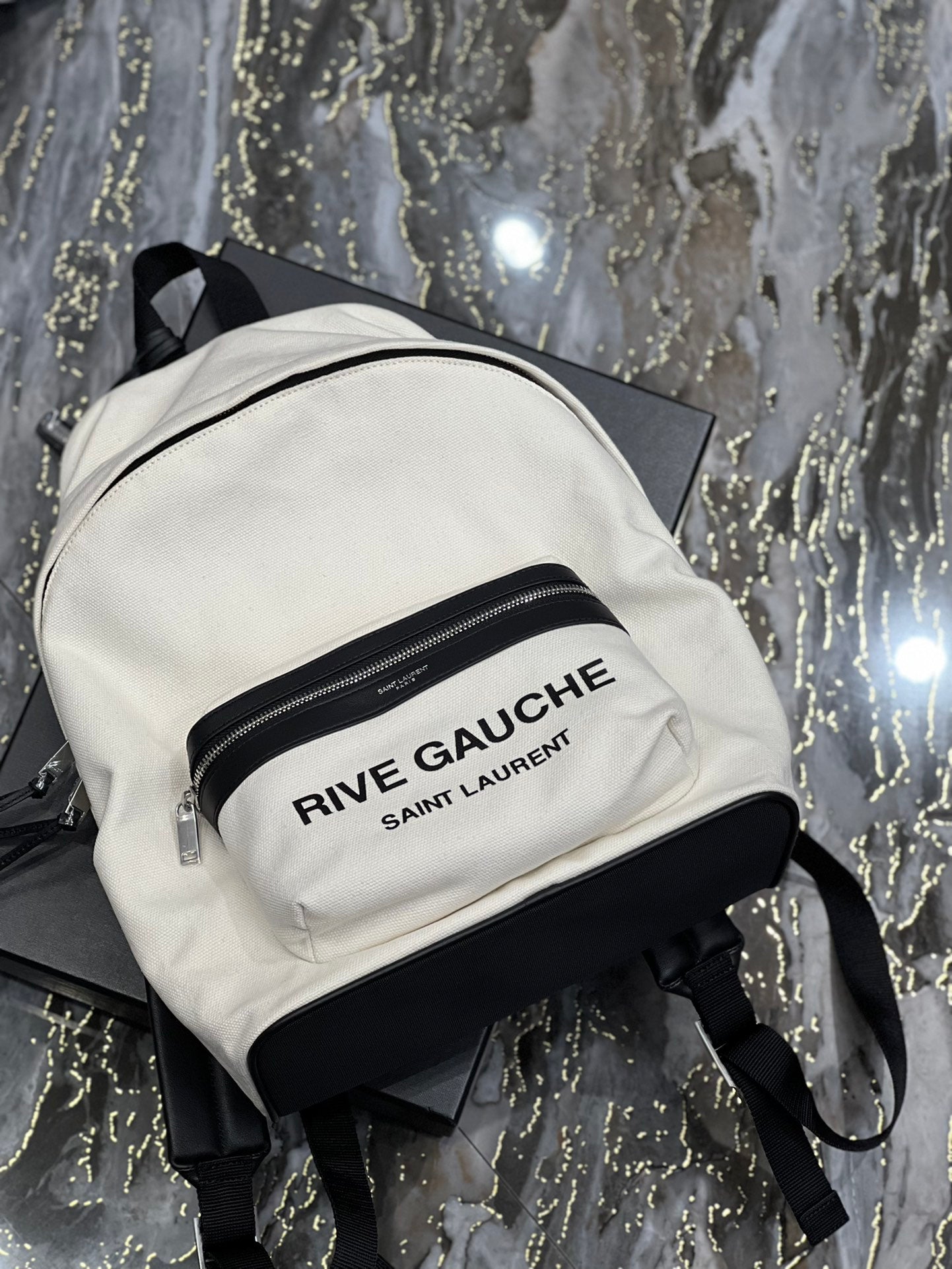 Top Quality City Backpack In Canvas Unisex For Women 13.8in/35cm White YSL