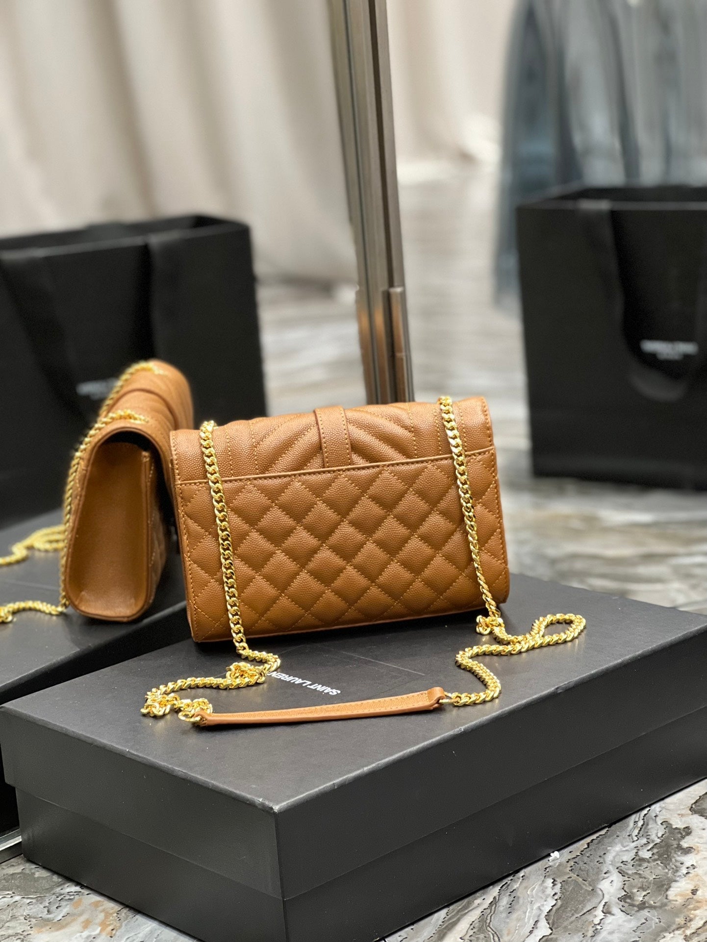YSSL Small Bag Dark Natural In Mix Matelasse For Women 8in/21cm YSL 600195BOW919207