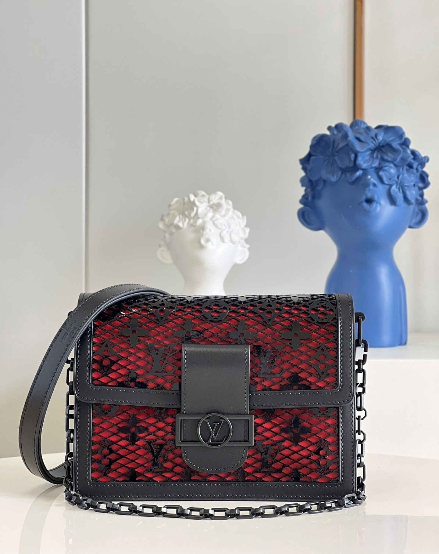 Top Quality Limited Dauphine MM Bags By Nicolas Ghesquière With Monogram Lace Black For Women 25cm Top Quality