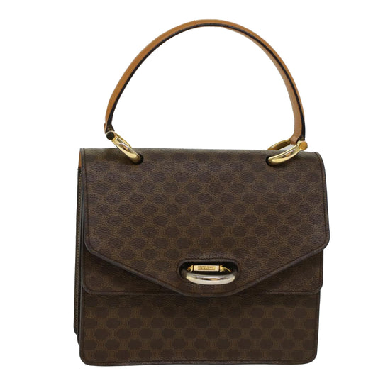 Luxury CELINE Macadam Canvas Hand Bag PVC Leather Brown  47998