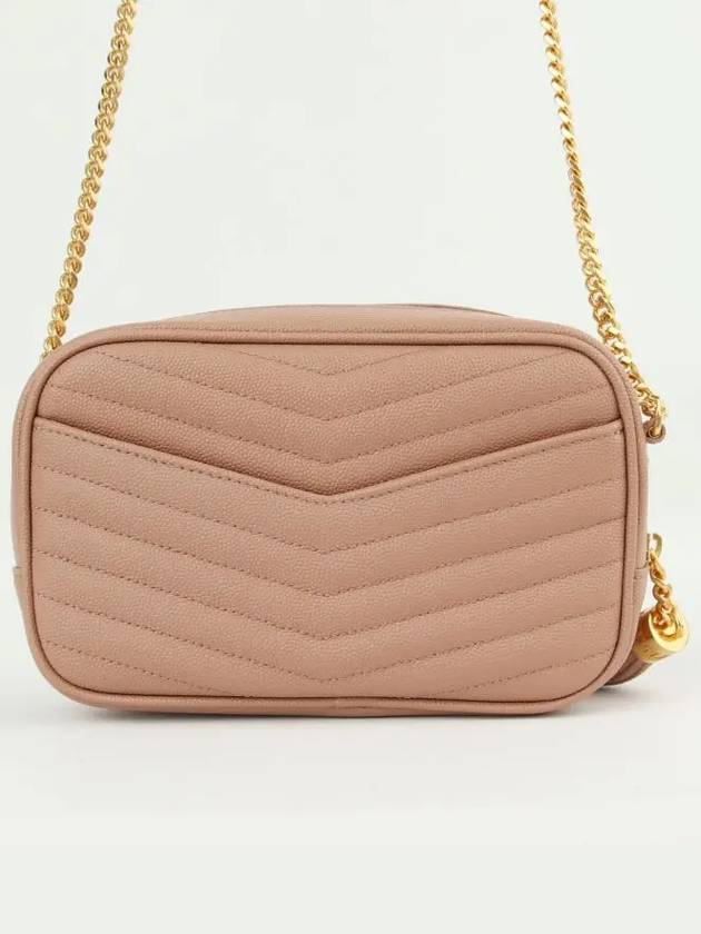 Luxury Saint Laurent Trending 2025 Lulu Mini Quilted Grain Leather Cross Bag   Peach