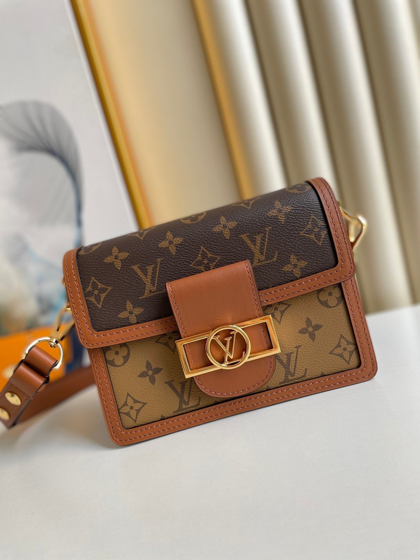 Top Quality Mini Dauphine Monogram And Monogram Reverse Canvas By Nicolas Ghesquière For Spring-Summer, For Women  Shoulder Bags 20cm Top Quality M45959
