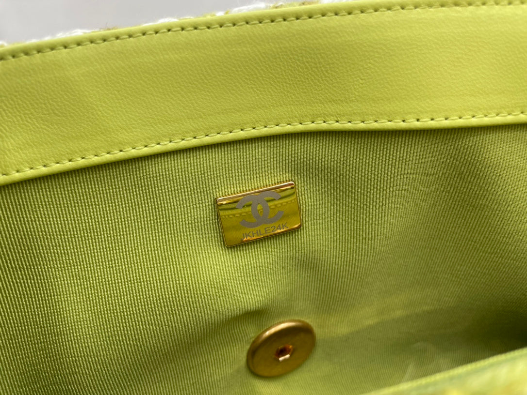 CHL 19 Large Handbag Gold Hardware Green For Women Handbags, Shoulder Bags 11.8in/30cm