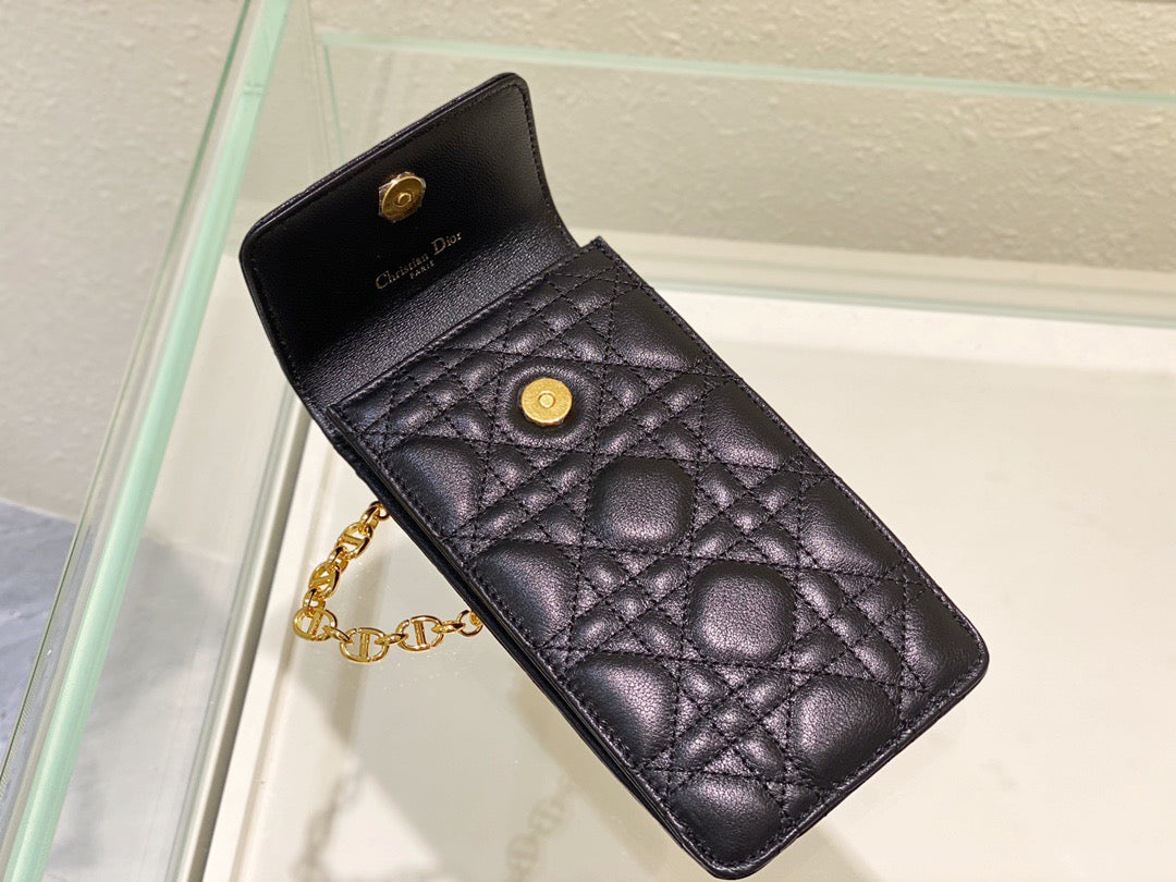 Top Quality Caro Phone Holder With Chain Black, For Women, Womens Handbags 7.5in/18.5cm CD S5105UWHC_M900