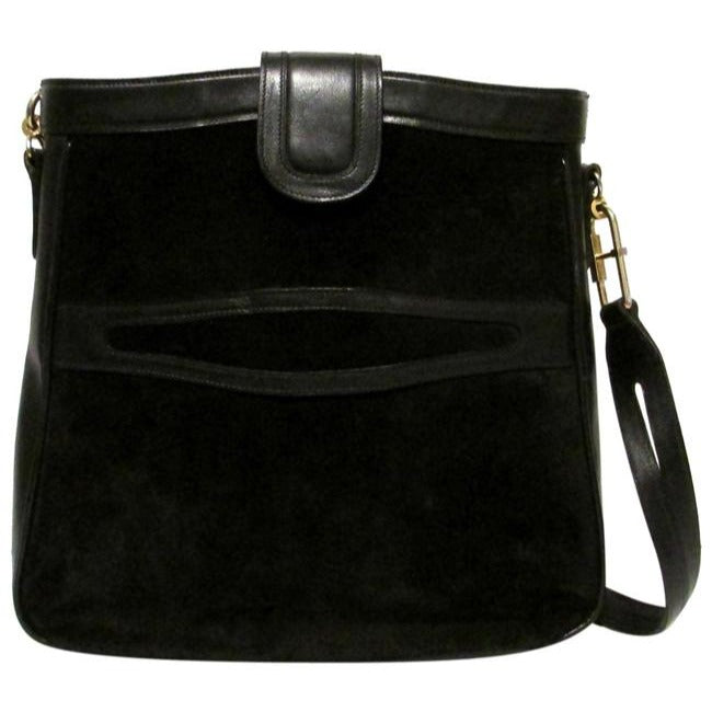 Gucci   Black Suede And Leather Shoulder Bag