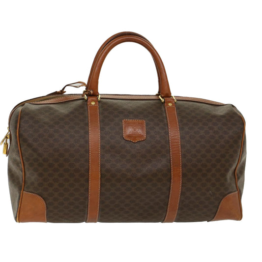 Luxury CELINE Macadam Canvas Boston Bag PVC Leather Brown  48168