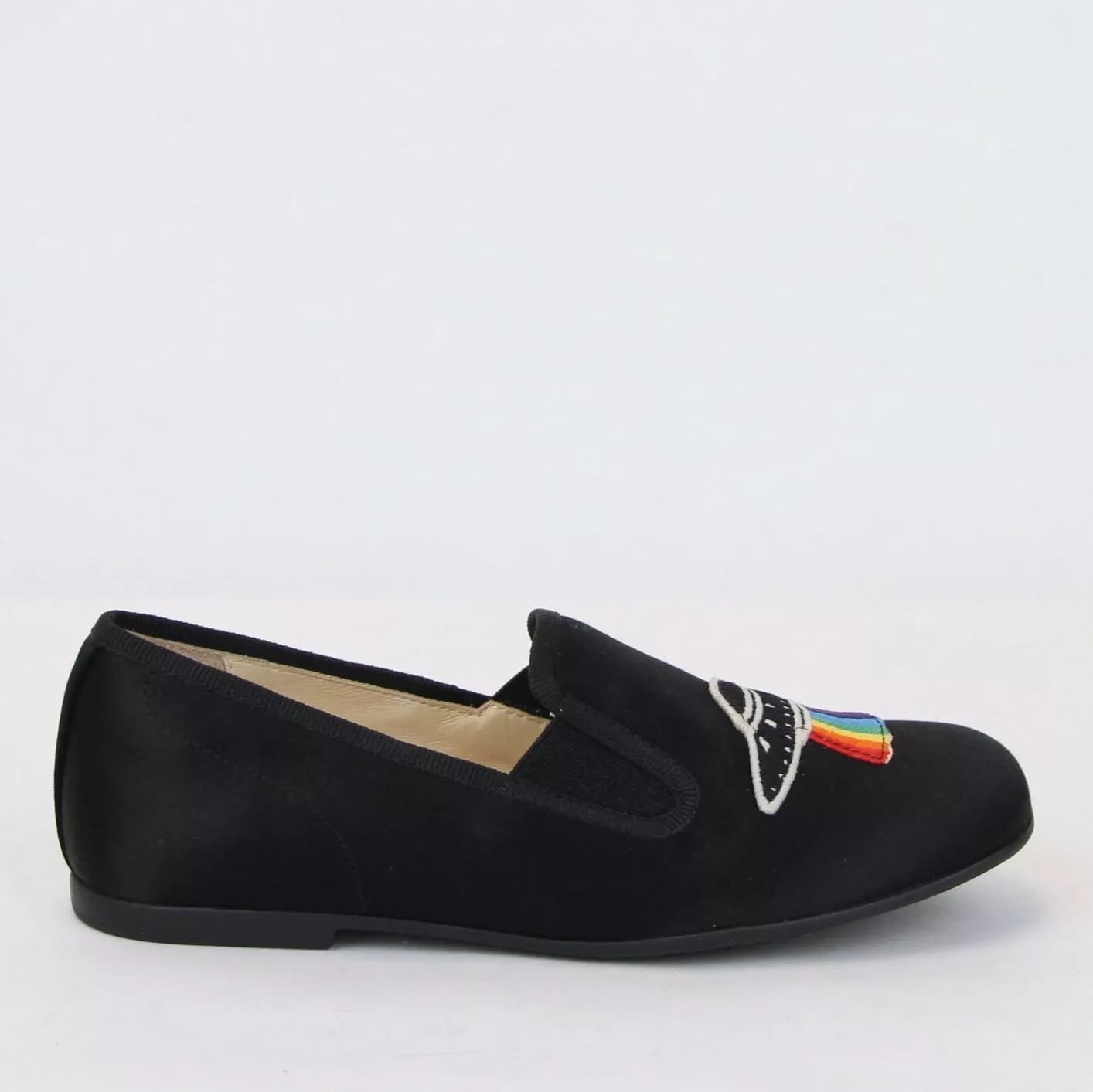 Gucci Unisex Children's Black Silk Flats w/Heart Icon 32/US .5 484976 1000