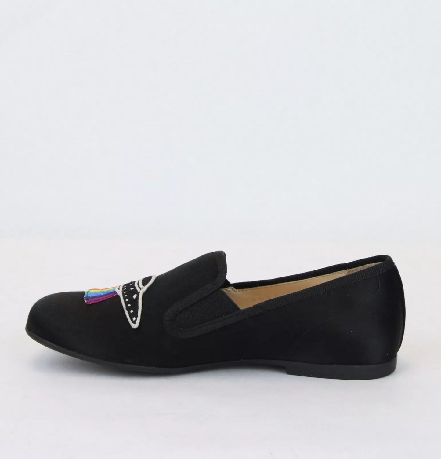 Gucci Unisex Children's Black Silk Flats w/Heart Icon 32/US .5 484976 1000