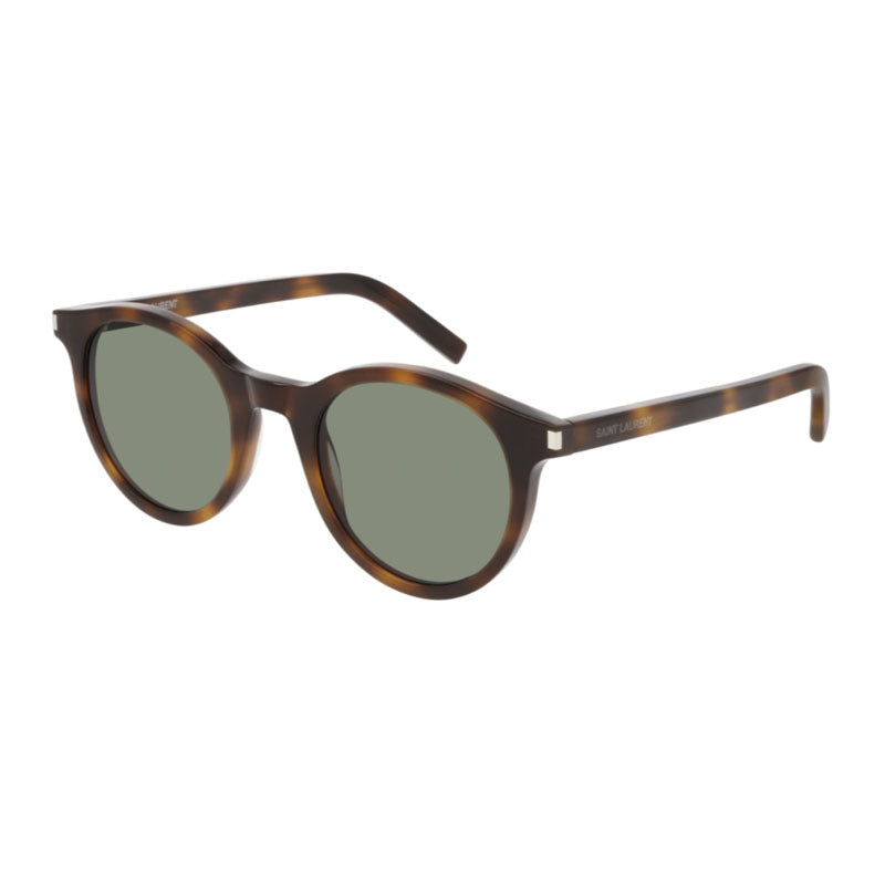 Saint Laurent Sunglasses Rectangle Full Rim, Havana Frame and Green Lens SL342003