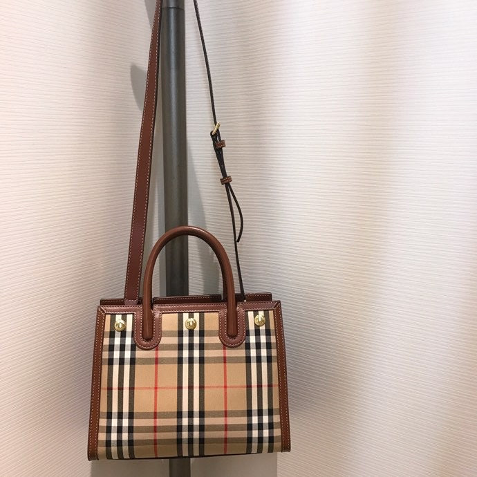 Top Quality Mini  Check Two-handle Title Bag Archive Beige For Women, Bags 10.2in/26cm 80252671