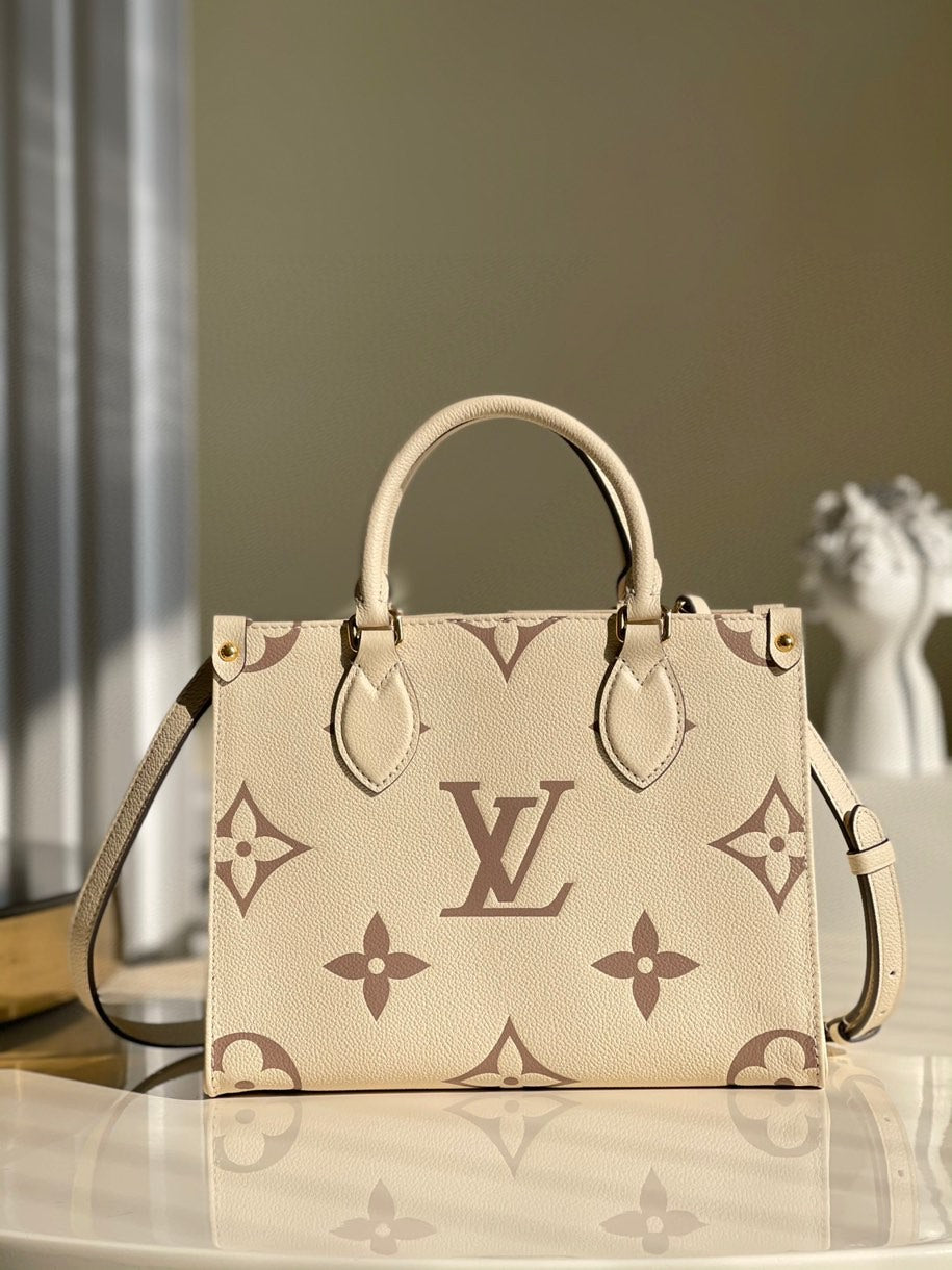 Top Quality Onthego PM Monogram Empreinte Tourterelle Grey/Beige For Women,  Shoulder And Crossbody Bags 9.8in/25cm Top Quality M45654