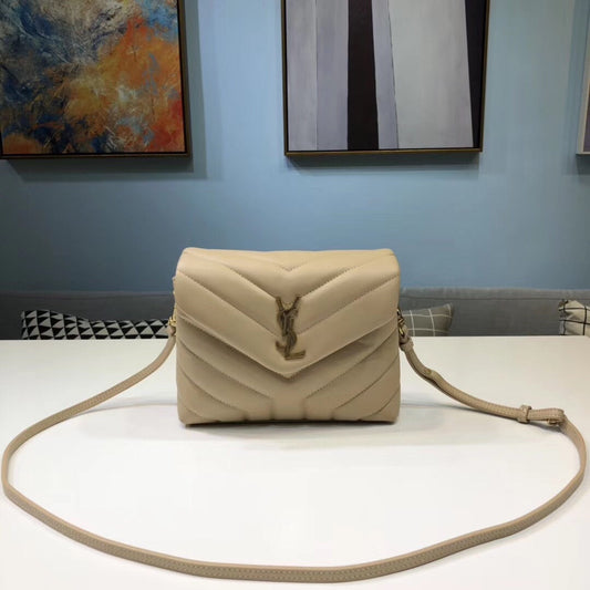Top Quality Loulou Mini Shoulder Bag Beige For Women 7in/18cm YSL