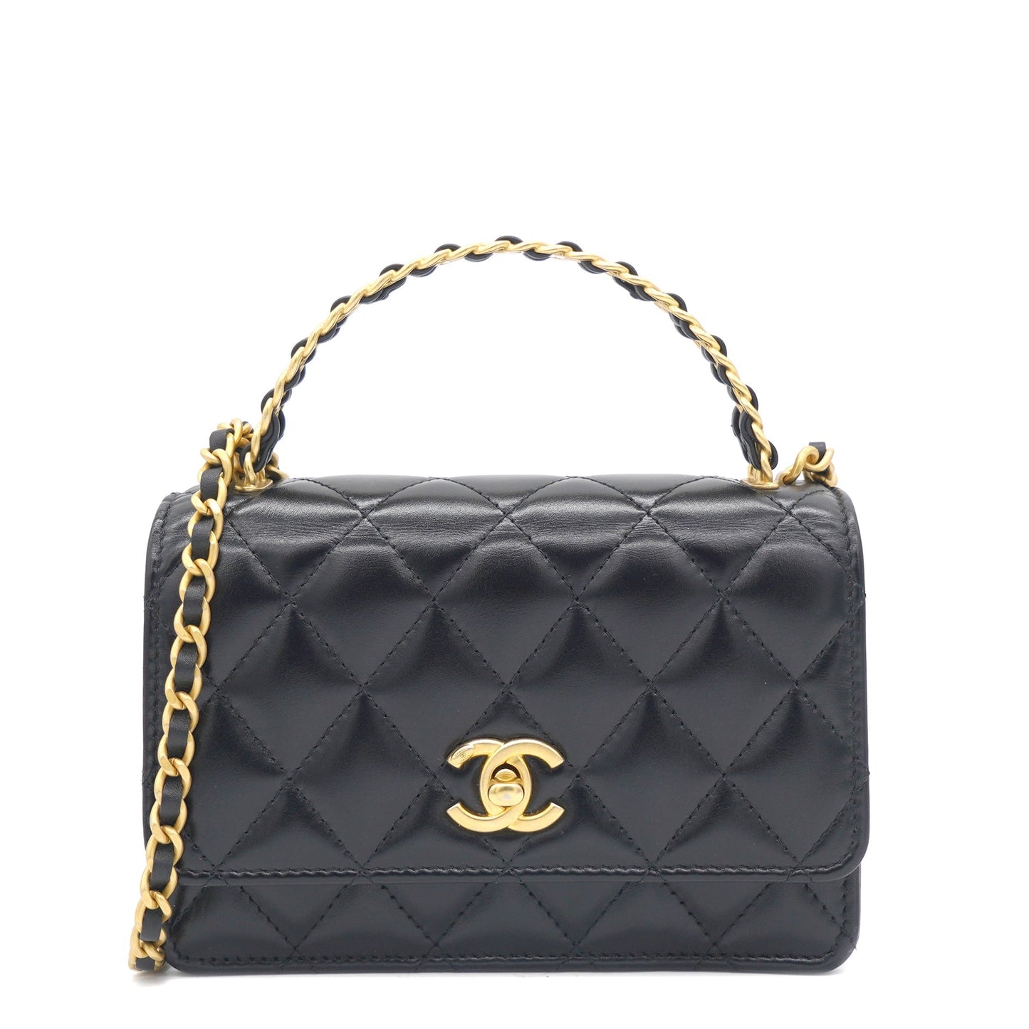 Chanel 23P Top Handle Wallet on Chain Black