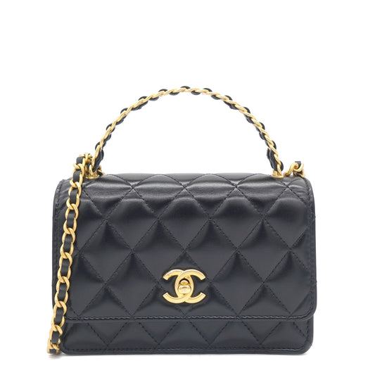 Chanel 23P Top Handle Wallet on Chain Black