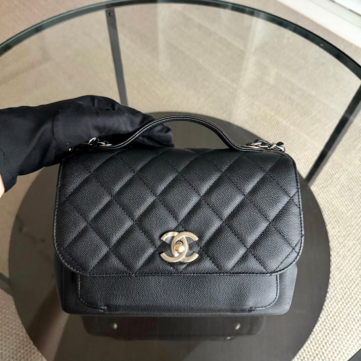 Chanel Business Affinity Medium - Caviar Quilted Grained Calfskin Black Gold Hardware Series 25