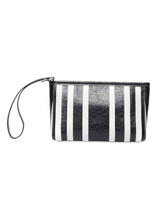 Luxury Balenciaga Trending 2025 Barbes Striped Zipper Clutch Bag Black