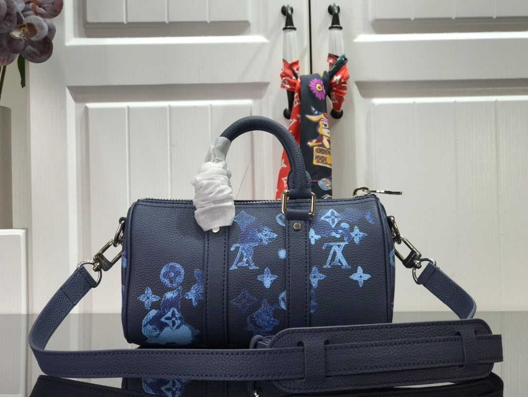 Top Quality Keepall XS Monogram Watercolor Blue Canvas By Virgil Abloh For Men, Bags, Shoulder And Crossbody Bags 8.3in/21cm Top Quality M57844