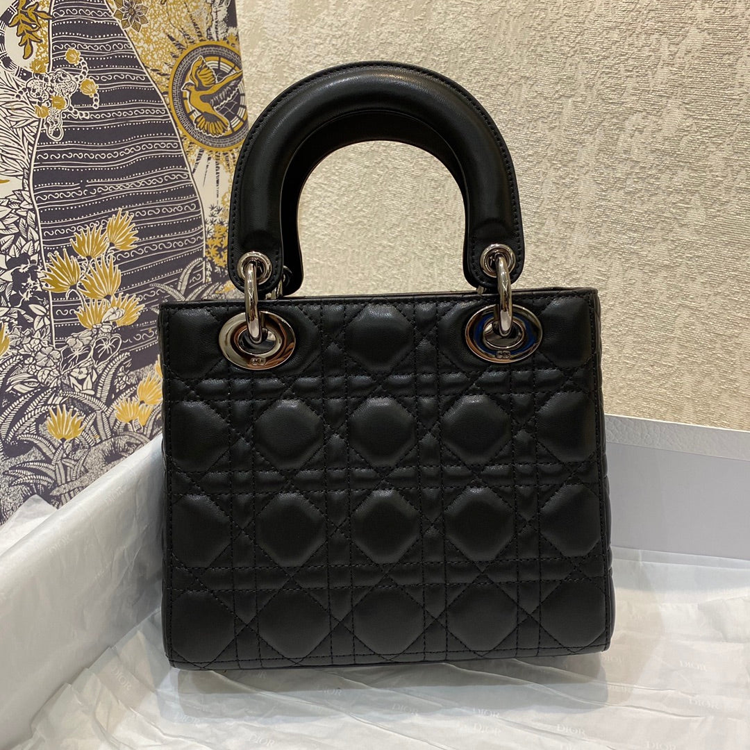 Top Quality Small Lady Bag Silver Hardware, Black, For Women Womens Handbags, Crossbody Bags, 20cm CD