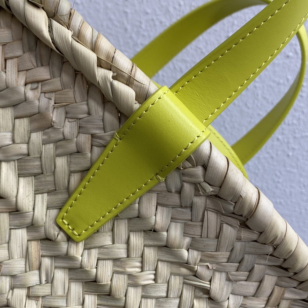 Top Quality Teen Triomphe Top Quality Classic Panier In Palm Leaves And Lizard Yellow For Women 8in/20cm 194004EH4.11CT