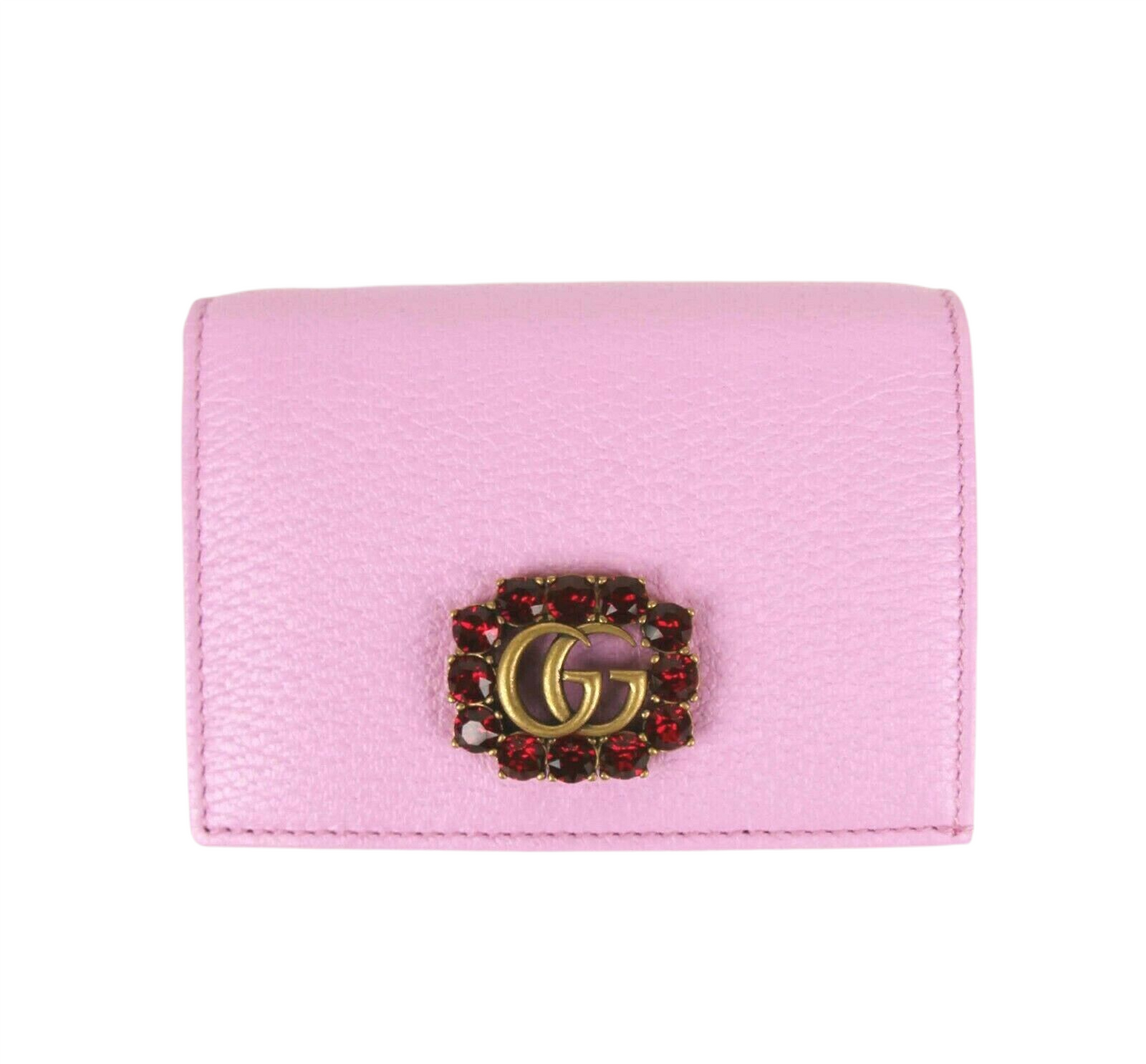 Gucci GG Marmont Pink Leather Crystal Wallet