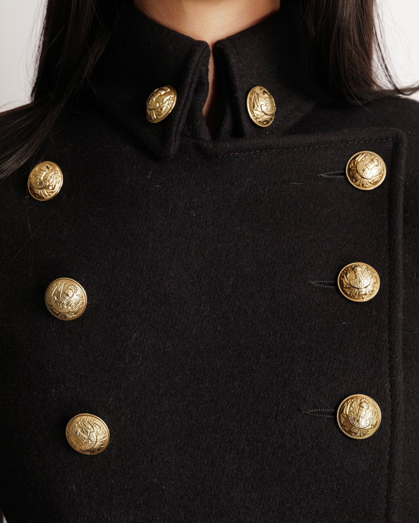 Balmain Black Wool Double Breasted Coat with Gold Buttons Size FR 38 (UK 10) RRP £4,500