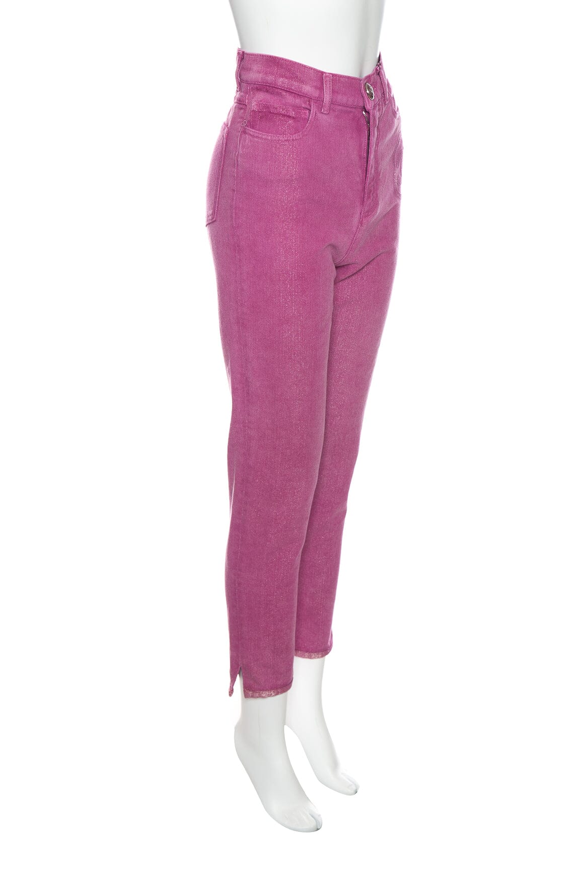 Chanel 2023 Pink Interlocking CC Logo Skinny Jeans SZ 36