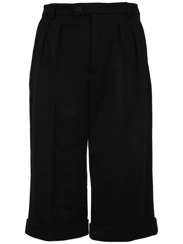 Luxury Saint Laurent Trending 2025 High Waist Crop Wide Shorts Black