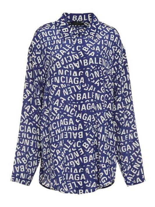 Luxury Balenciaga Trending 2025 All Over Logo Shirt Blue