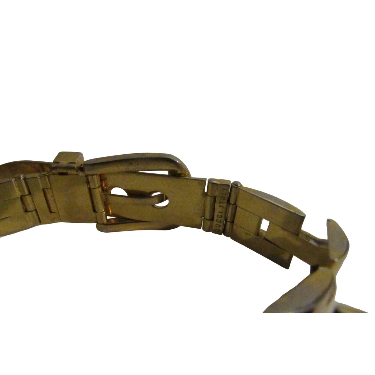 , Gucci Sylvie style gold link skinny belt with metal 'belt buckle' clasp