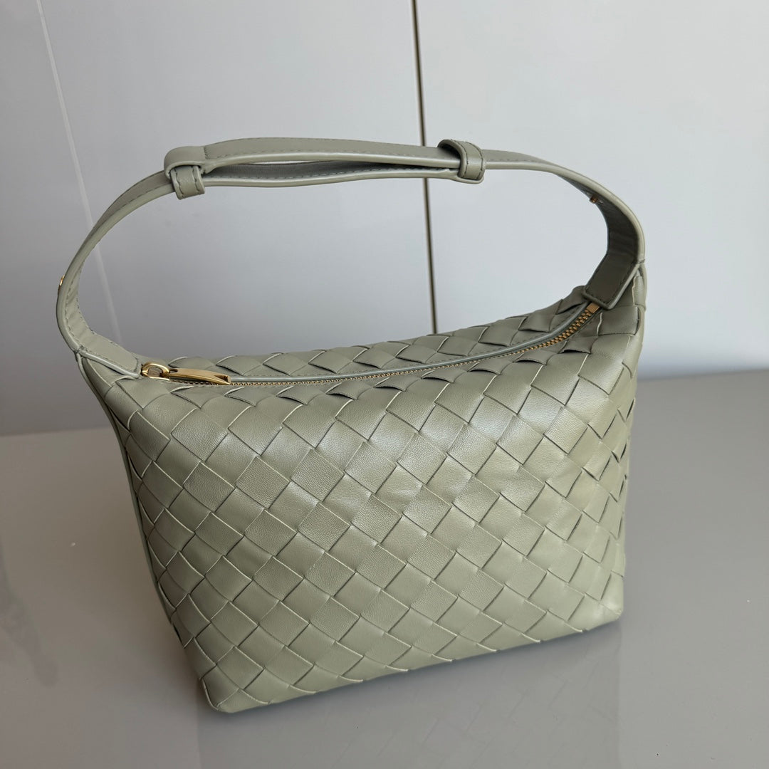 Bottega Veneta Mini Wallace Leather Green Travertine & M  Brass
