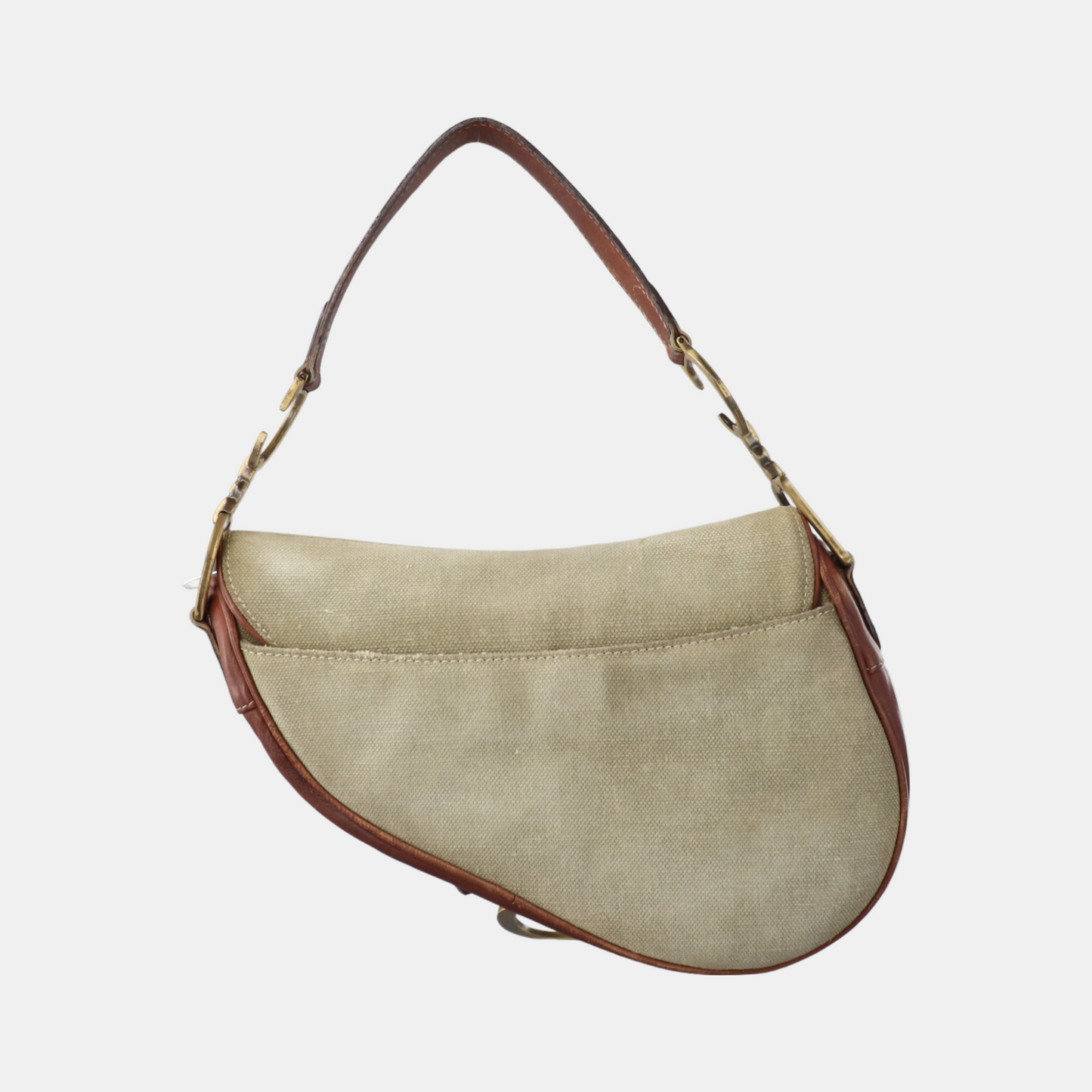 Dior Saddle   Khaki Canvas with Brown Leather Gold Hardware