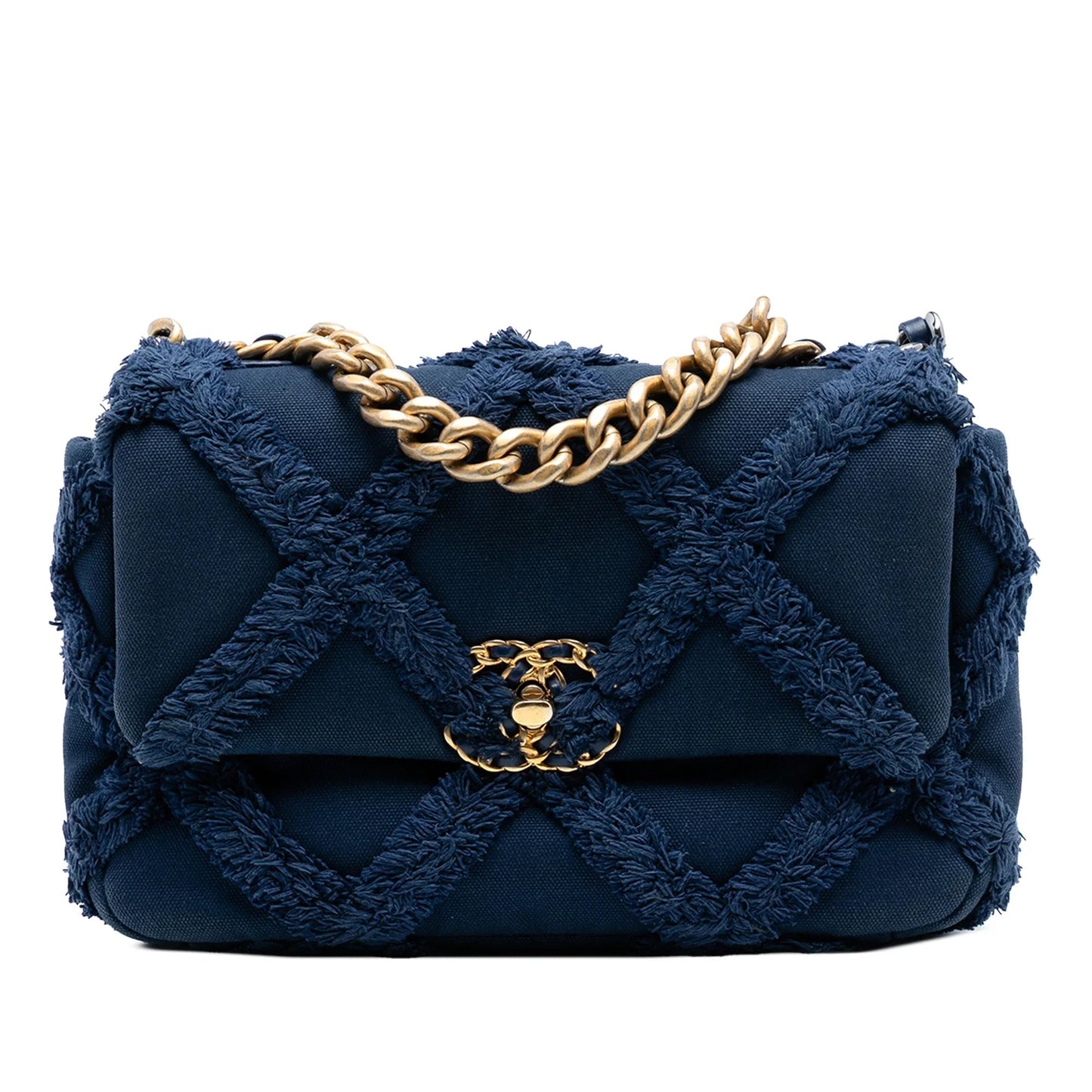 Blue Chanel Medium Canvas and Cotton 19 Flap Satchel