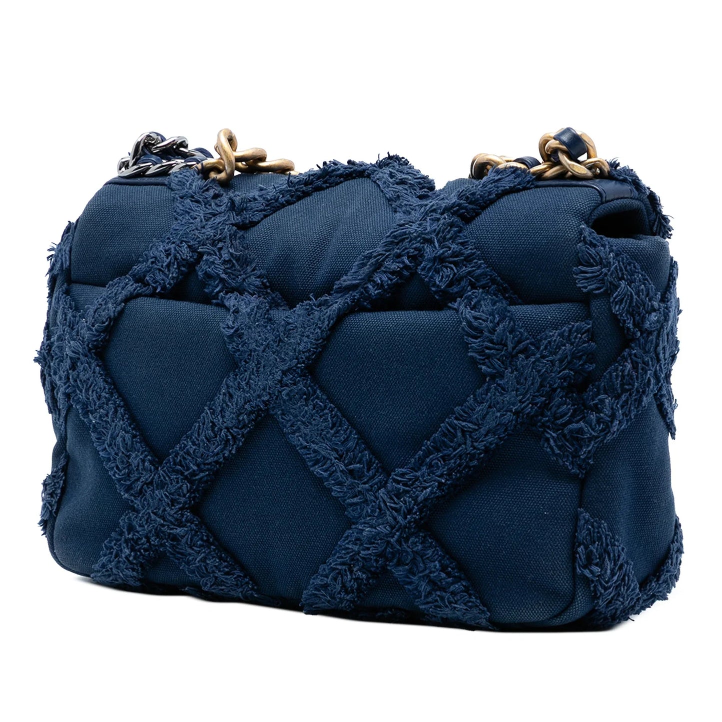 Blue Chanel Medium Canvas and Cotton 19 Flap Satchel