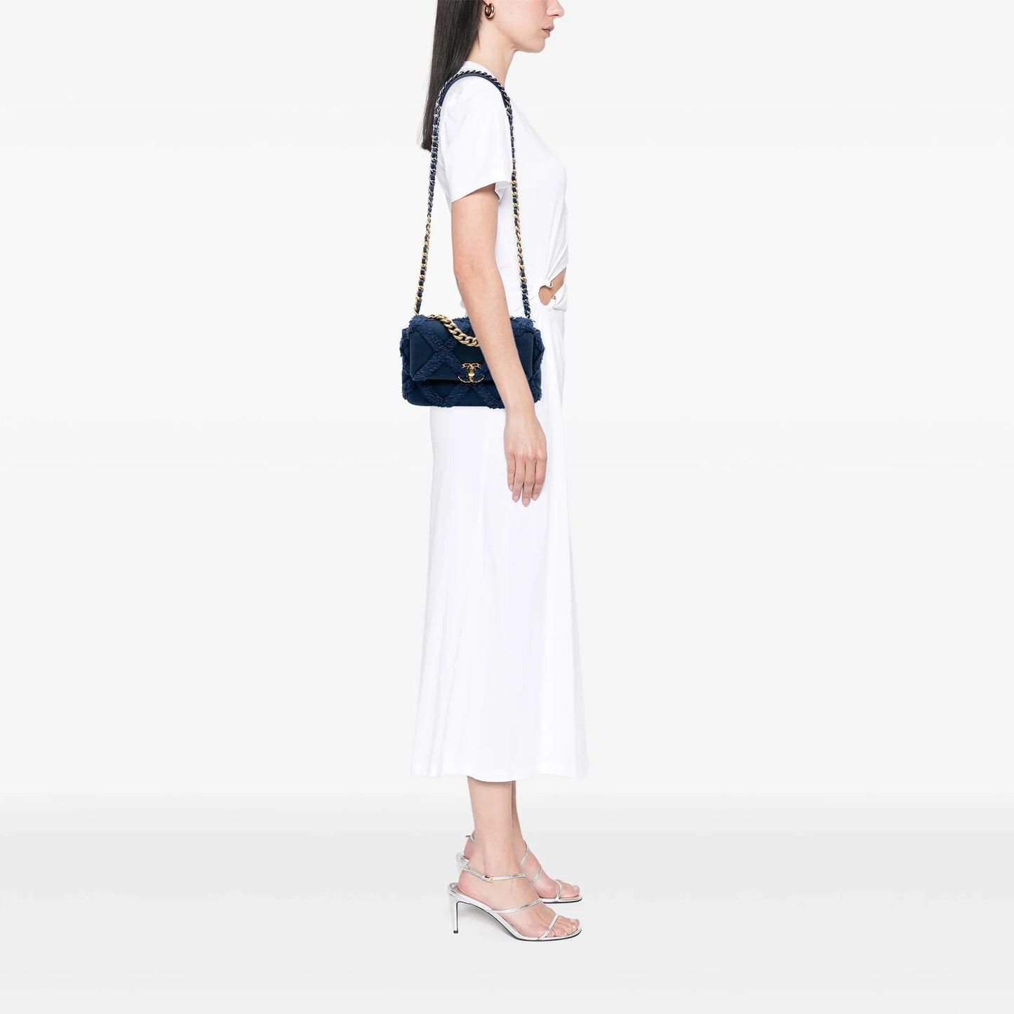 Blue Chanel Medium Canvas and Cotton 19 Flap Satchel