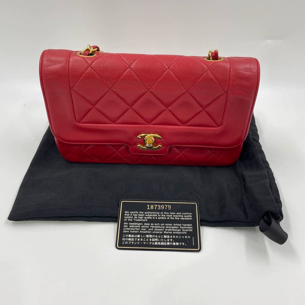 Chanel Diana CC Flap Bag Small   Red Lambskin Leather with 24k Gold HW, 1989-1991
