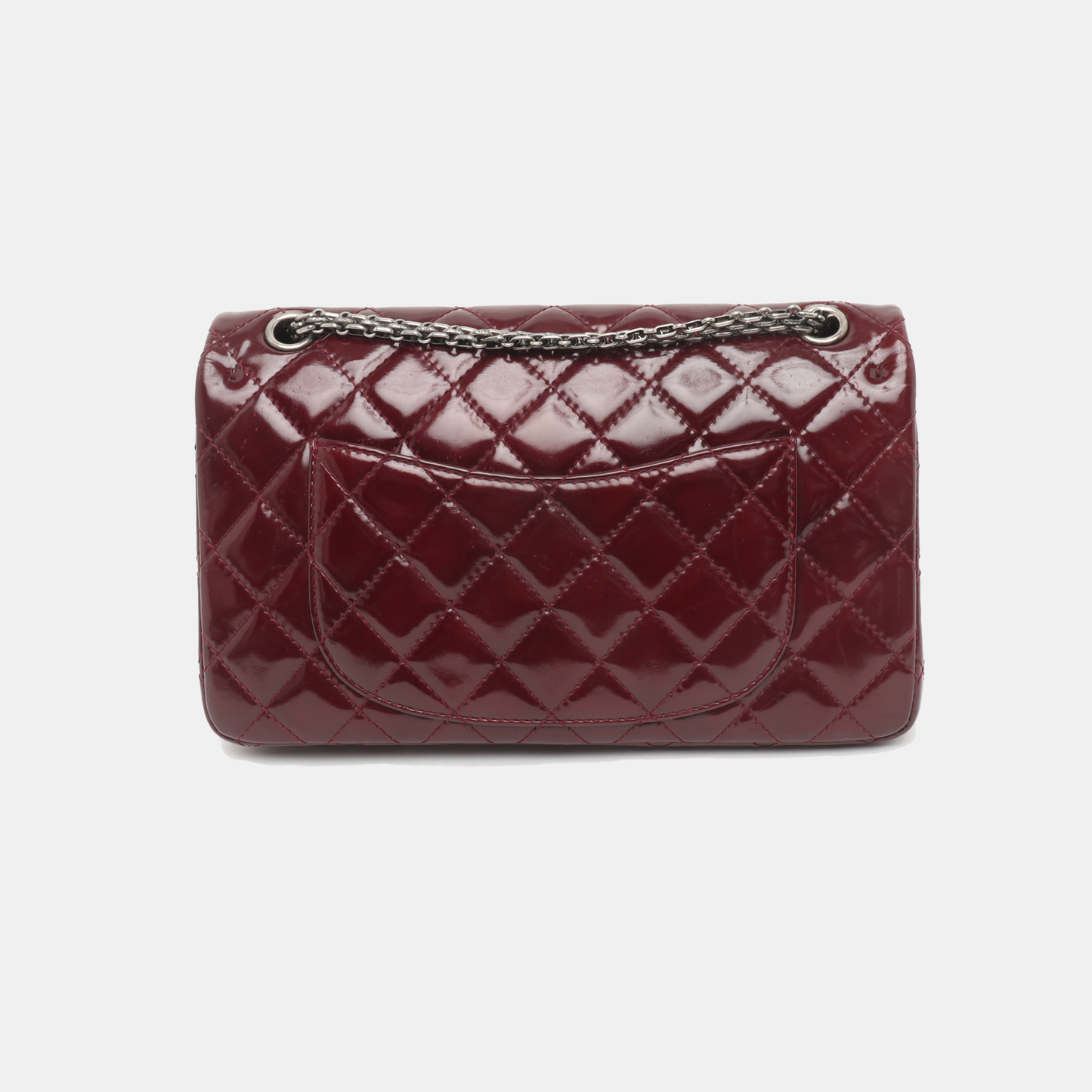 Chanel 2.55 Jumbo Double Flap Burgundy Patent Leather Silver HW 2010