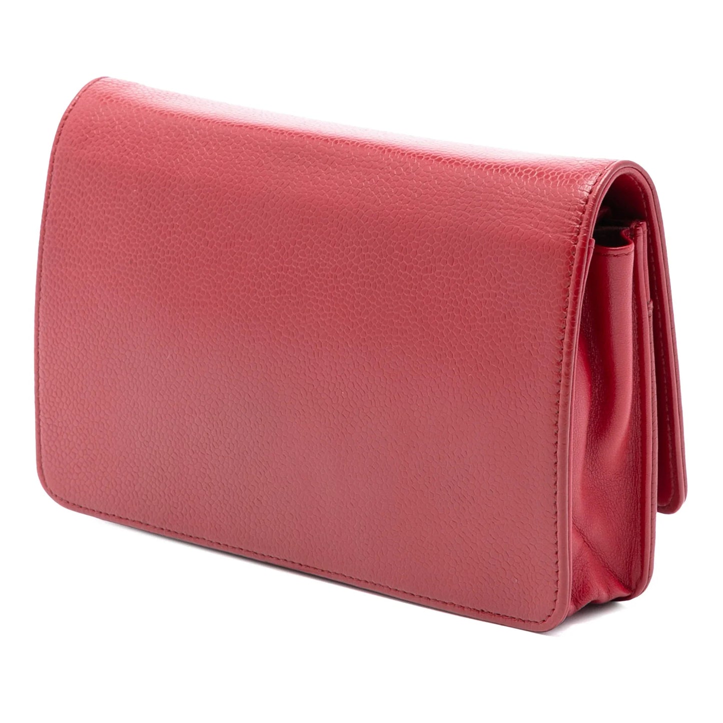 Red Chanel CC Caviar Wallet On Chain Crossbody Bag