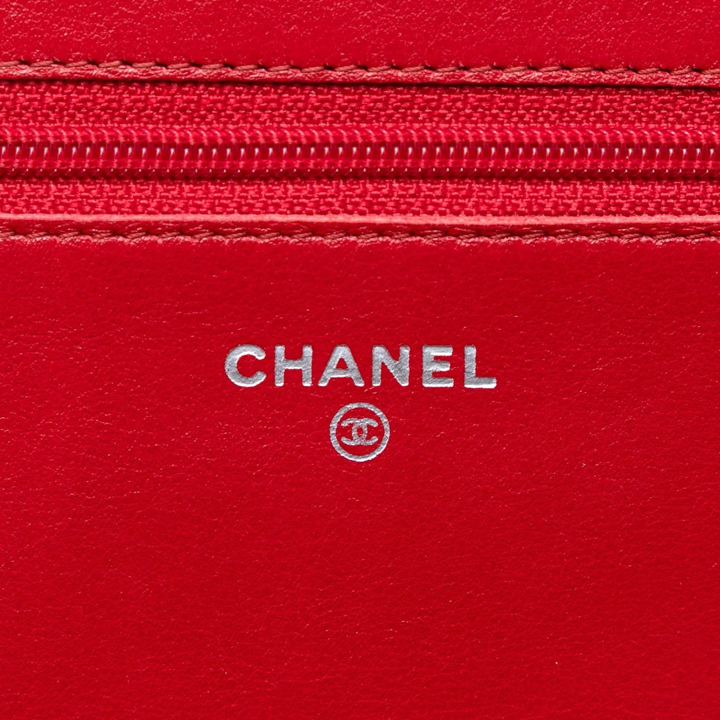 Red Chanel CC Caviar Wallet On Chain Crossbody Bag