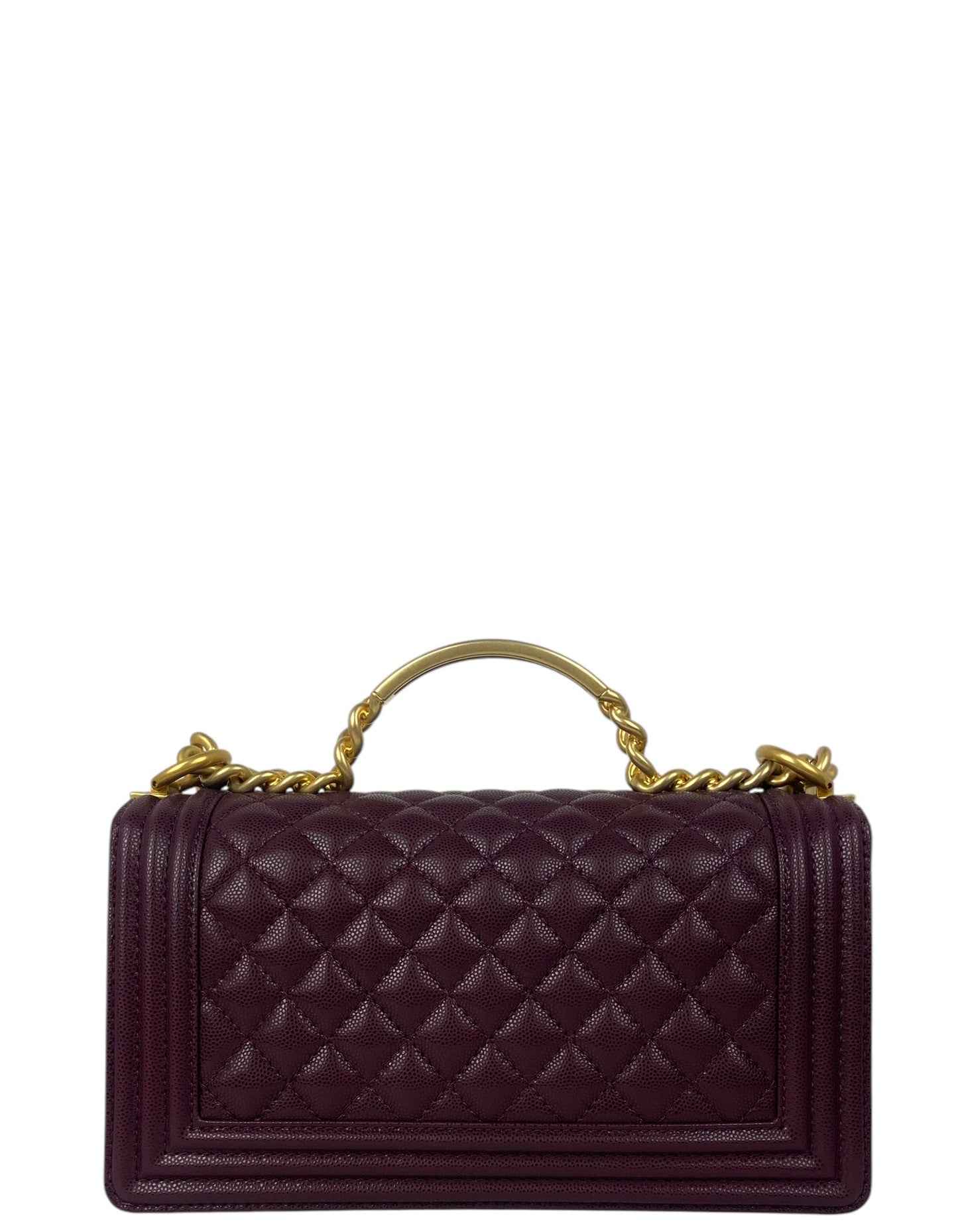 Chanel 2024 Burgundy Caviar Medium Top Handle Boy
