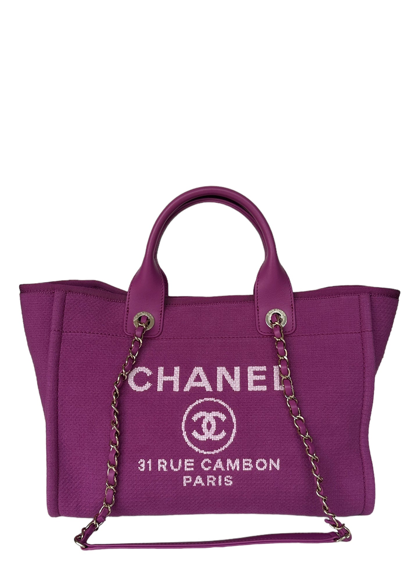 Chanel Mixed Fibers Magenta Small Deauville Tote